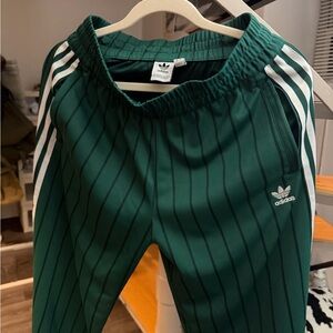 Adidas Forest Green Track Pants with White Stripes
